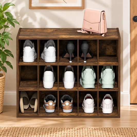 15-Cube Stackable Shoe Storage Rack