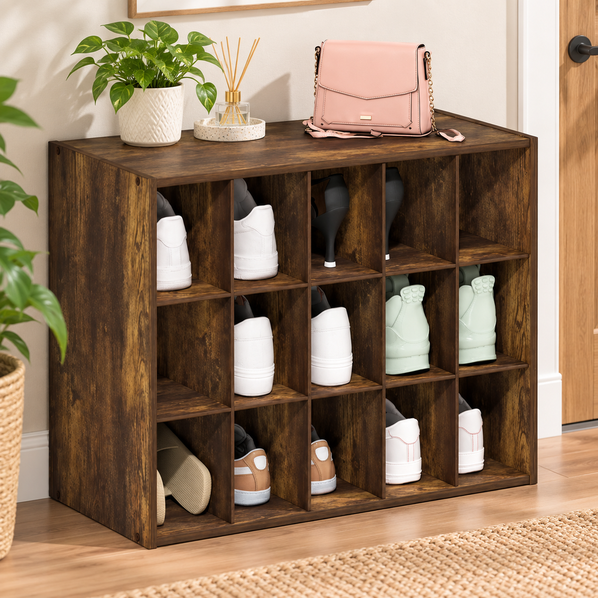 15-Cube Stackable Shoe Storage Rack