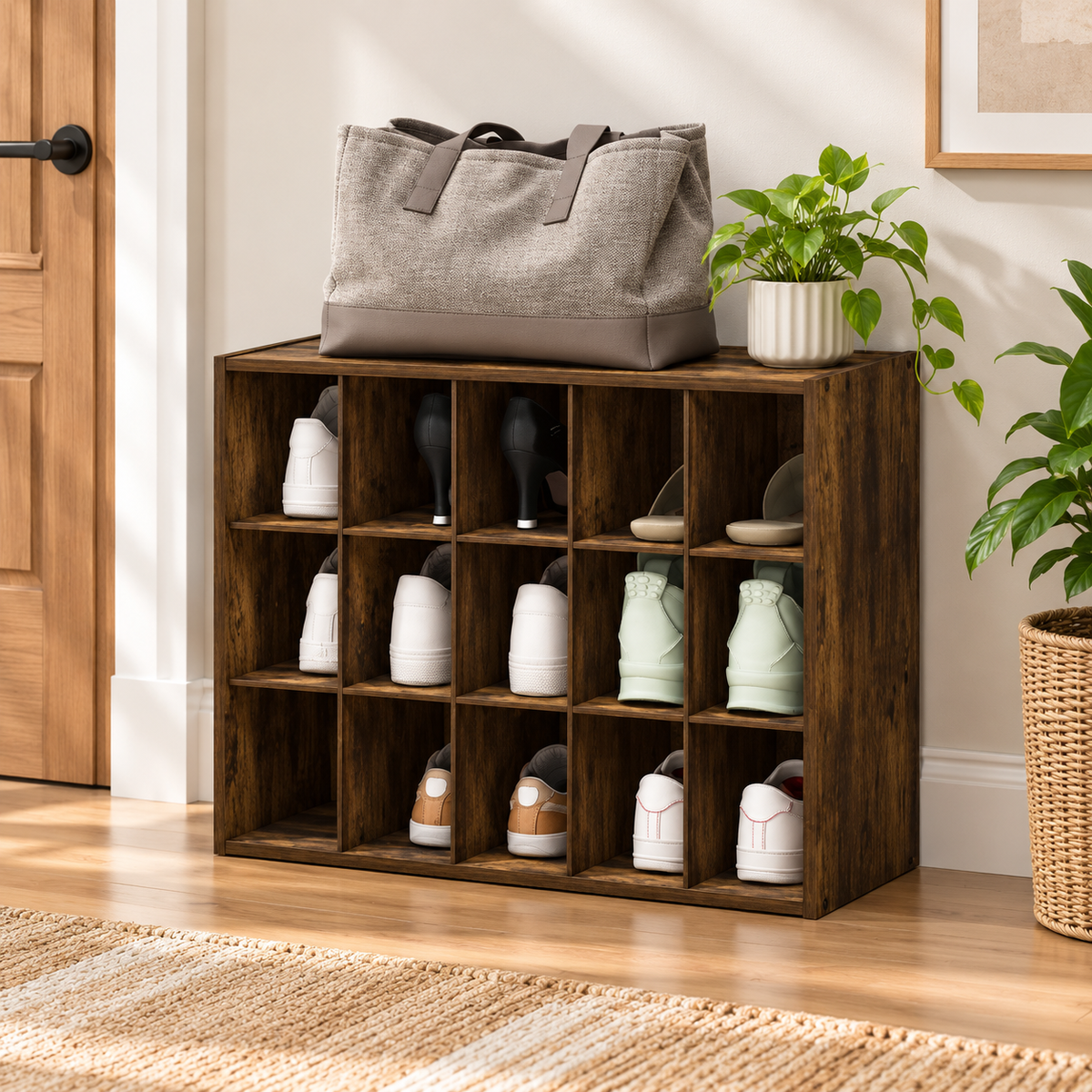 15-Cube Stackable Shoe Storage Rack