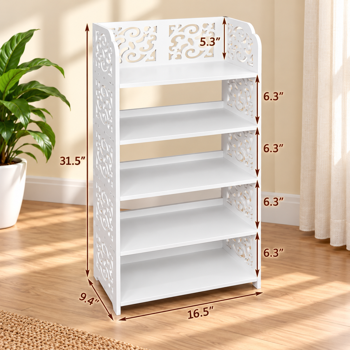 5-Tier Carved Shoe Storage Rack