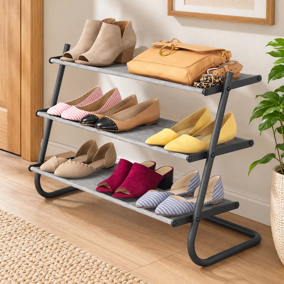 3-Tier 12-Pair Shoe Storage Rack