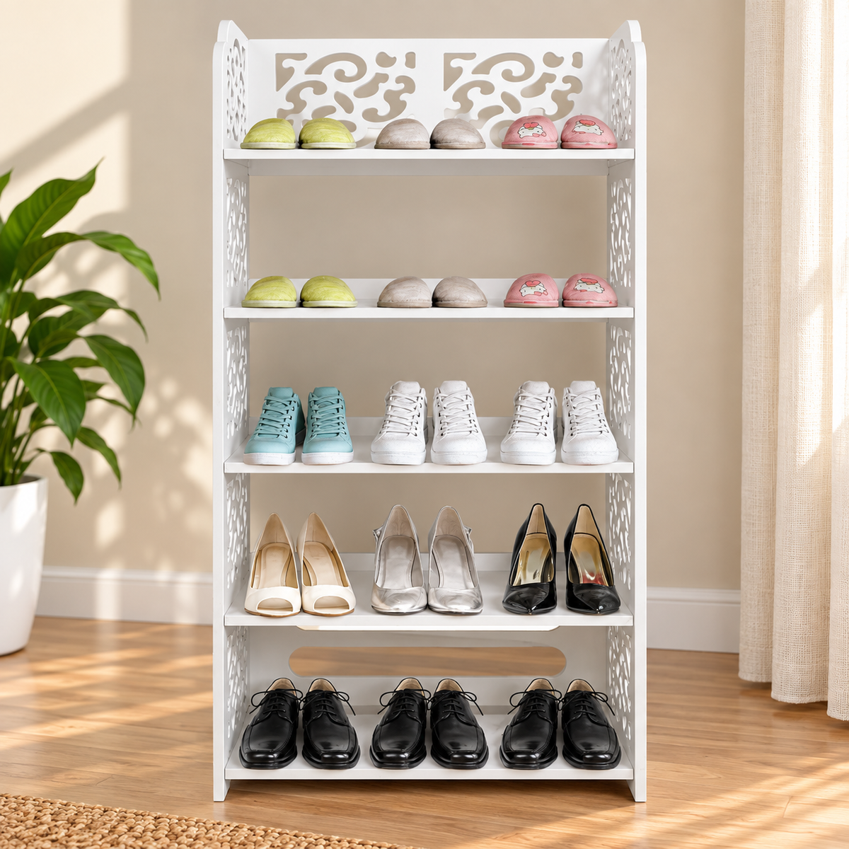 5-Tier Carved Shoe Storage Rack