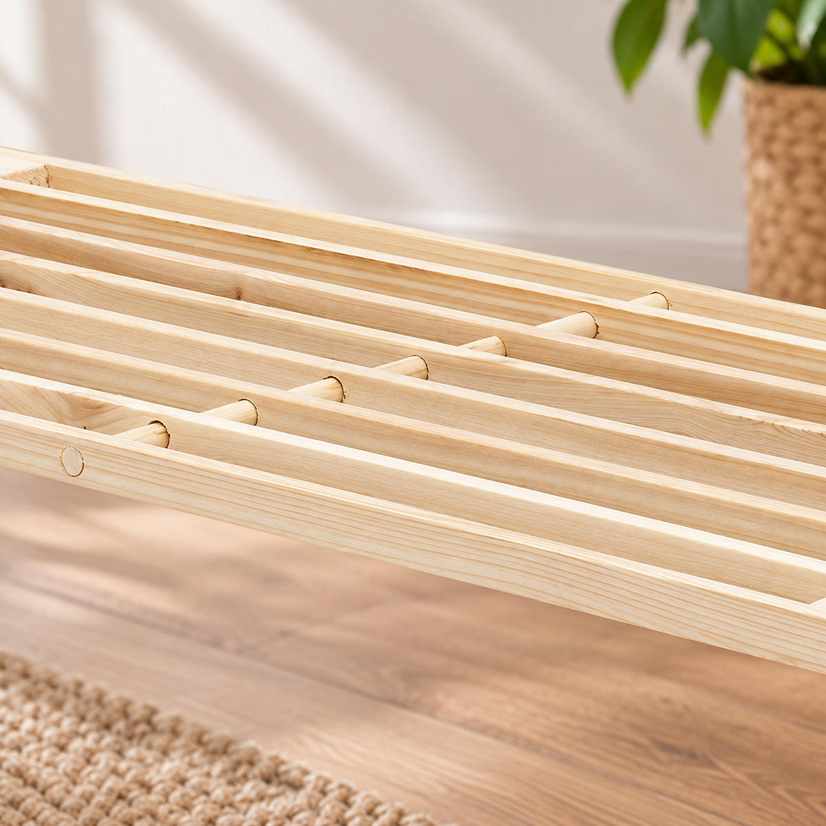 2-Tier Natural Wood Shoe Rack