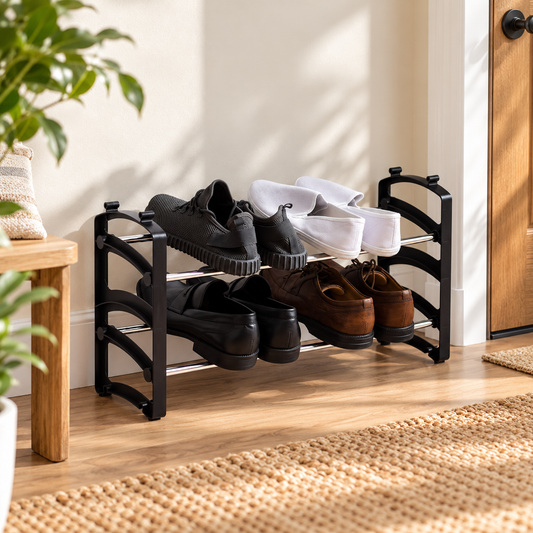 2-Tier Slim Metal Shoe Rack
