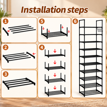 10-Tier Space-Saving Shoe Storage Rack